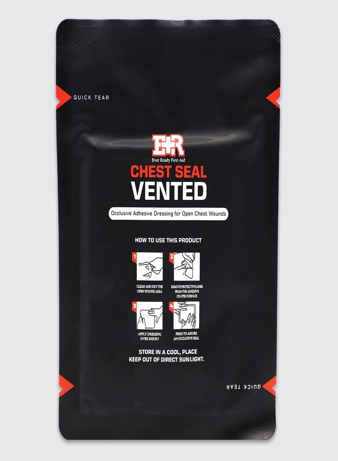 إيفر ريدي فيرست آيد ضمادة صدرية مزودة بفتحات تهوية من إيفر ريدي للإسعافات الأولية مع خاصية التمزق السريع - ضمادة لاصقة مربعة الشكل مقاس 6.6 بوصة للجروح المفتوحة في الصدر - عبوة من 3 قطع - Image 3